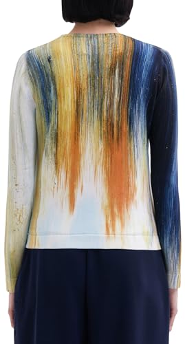 Oscar de la Renta, Abstract Brushstroke Printed Cardigan, Calendula Multi, L