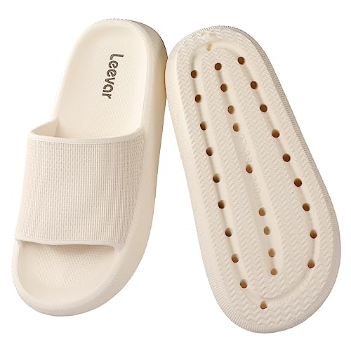 Leevar Blue Cloud Slides for Women and Men - Soft, Comfy, Relax Cloud Slippers, Thick Sole, Non-slip Slides for Men, Easy to Clean, Shower, Swimming, Beach, Shower Slippers