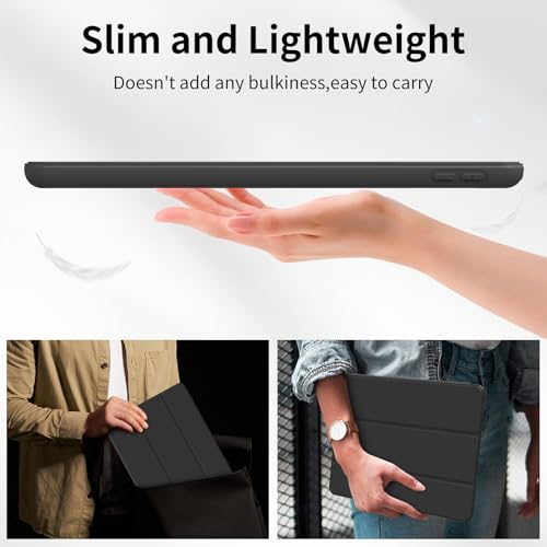 JKSML Case for iPad 6/5 9.7 Inch, Case with Pencil Holder for iPad 6th/5th Generation 2018/2017, Soft Protective Case, Auto Wake/Sleep, Black