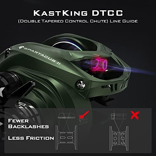 KastKing Spartacus II Baitcasting Reel, 6oz Ultralight Baitcaster Reel, Super Smooth with 17.6 LB Carbon Fiber Drag, 7.2:1 Gear Ratio, 39mm Palm Perfect Lower Profile Design,Stryker Green,Left Handed