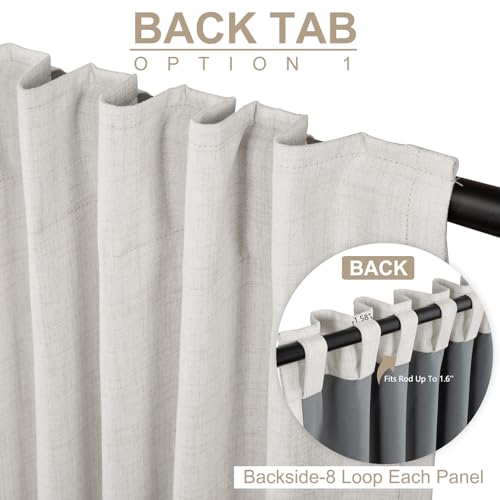 100% Blackout Shield Linen Blackout Curtains for Bedroom 84 Inches Long,Back Tab/Rod Pocket Living Room Drapes,Thermal Insulated Textured Blackout Curtains 2 Panels Set,50" W x 84" L,Snowy White