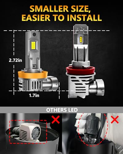 MOTOBEE H7 Bulbs, 32000lm 800% Brighter Real 1:1 Mini Size H7 Fog Lights Bulbs, 3 Mins Plug and Play, Pack of 2