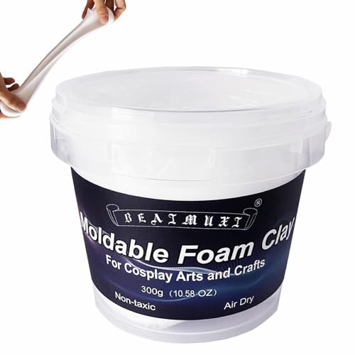 Foam Clay Cosplay Moldable Air Dry Foam Clay Craft 300g White Lightweight Sculpting Foam for Costumes Sanding Cosplay