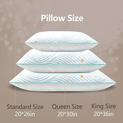 Smilereve Pillows Standard Size Set of 2 Cooling Memory Foam Pillows for Sleeping Adjustable Firm Pillow for Back and Side Sleeper