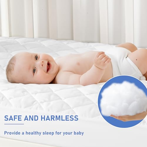 GRT 2 Pack Waterproof Crib Mattress Protector, Quilted Baby Mattress Cover Fitted Deep Pocket from 4" up to 9", Extra Soft Breathable & Noiseless Toddler Mattress Pad 52"x28", White