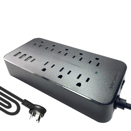 Nanolake Surge Protector Power Strip with USB Ports, Flat Plug Outlet Extender with Extension Cord 6 ft,8 AC outlets,1700 Joules,Mountable,Black (Without Night Light).