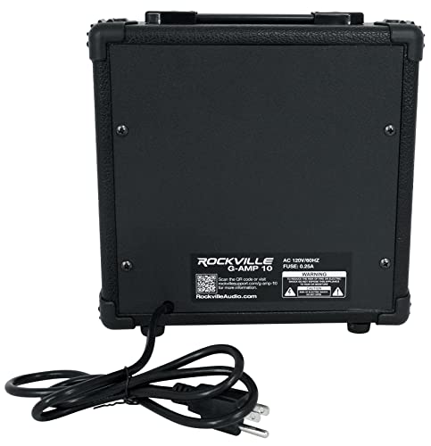 Rockville G-AMP 10W Guitar Amplifier with Bluetooth, Clean/Distortion Modes, 6" Speaker, 2-Band EQ, Headphone Out, for Practice and Small Gigs