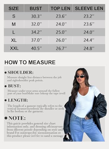 LOLONG Fitted Tees for Women Long Sleeve V Neck Casual Basic T-Shirts Ribbed Knit Solid Slim Layering Tops Grey