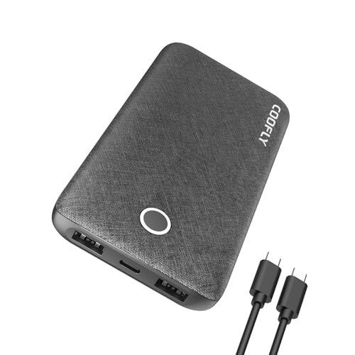 COOFLY Portable Charger, 10000mAh 5V/3A Power Bank, USB C in&Out High-Speed Charging Battery Pack Portable Phone Charger for iPhone 15 14 13 12 11 Samsung S22 S21 etc (Black)