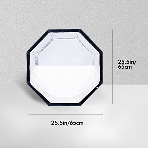 BASVI BOS65 25.6''/65cm Octagon Softbox Reflector with Honeycomb Grid and 2 Diffuser Cloth,Quick Release and Folding,Compatible with Basvi MT-200B and Other Bowens Mount Camera Speedlight