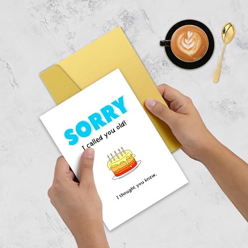 Smnwinsl Funny Birthday Card for Friends,Humorous Birthday Card for Men Women,Sorry I Called You Old I Thought You Knew