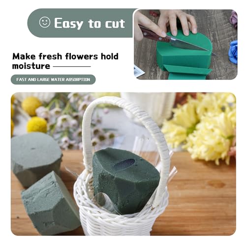 4Pcs Floral Foam Round SUPKING 3.2" Green Wet Dry Flower Foam Blocks Florist Plant Foam for Artificial and Fresh Flower Arrangement