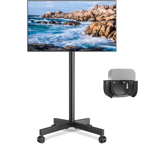 Rfiver Mobile TV Cart Rolling TV Stand for 23-60 Inch Screens, Portable TV Stand on Wheels with Tilt and Height Adjustable, Outdoor TV Stand Mount Holds up to 88 lbs for Home Office MAX VESA 200x200mm