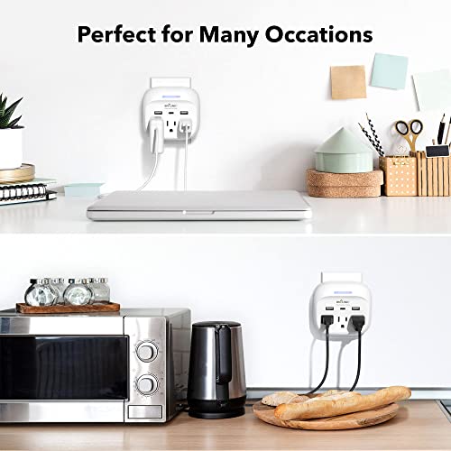 BN-LINK Multi Plug Outlet Extender with 3 Outlets and 3 USB Ports, 3 AC Outlet Splitter with 3 USB Ports (1 USB C), Wall Charger Adapter for Dorm, School, Travel, Office, Home, Travel, 1 Pack