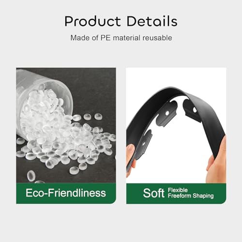 GROWNEER 2 in Tall, 33FT No-Dig Landscape Edging, Rubberific Landscape Edging Garden Edging Border with 30 Pcs Garden Staples, 1PC Hammer Edging for Landscaping Garden, Flower Beds, and Lawn (Black)