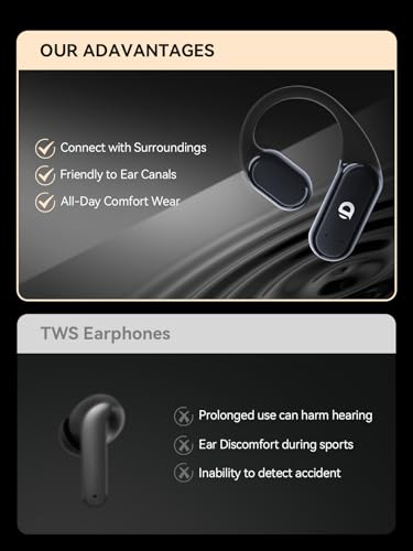 DEMICEA True Wireless Bone Conduction Earphones, OWS Open Ear Headphones with Earhooks, Bluetooth 5.3, Up to 60H Playtime with Case, IP68, AAC/SBC, for Cycling Yoga Workouts