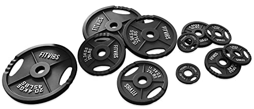 BalanceFrom Cast Iron Olympic 2-Inch Plate Weight Plate for Strength Training and Weightlifting, 70 LB Set (4x 2.5/5/10LB), Color #1, Multiple Packages