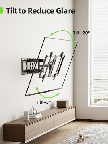 USX MOUNT Low Profile Full Motion TV Wall Mount for 37-90 Inch TV, Ultra Slim TV Mount with Swivel and Tilt, Wall Mount TV Bracket with Articulating Dual Arms, Fits 24inch Studs,Max VESA 600x400mm