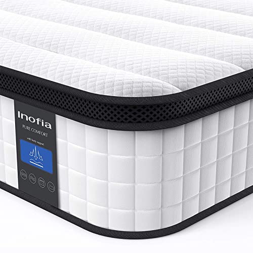Inofia Twin Mattress, 10 Inch Hybrid Innerspring Single Mattress Cool Twin Bed Supportive & Pressure Relief with Breathable Soft Knitted Fabric Cover