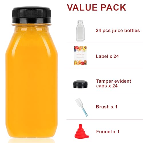 YULEER Plastic Bottles with Caps, 12 oz Take Out Bottles with Lids for Bottles Clear Juice Bottles Bulk Containers for Smoothie, Drinking and Other Beverages