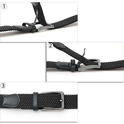 Chasyatzi Golf Belts for Men, 2 Pack Strong Elastic Boys Casual Equestrian Sport 1.34 Inches Braided Belt, 41 Inches,Black