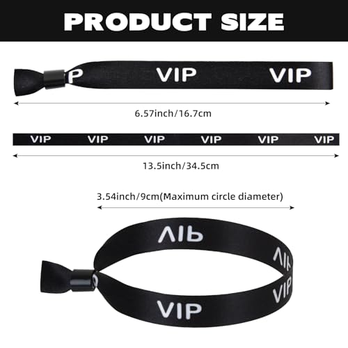 100 Pack VIP Cloth Wristband for Events (Color:Black)