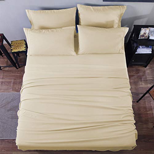 SONORO KATE Bed Sheet Set Super Soft Microfiber 1800 Thread Count Luxury Egyptian Sheets 18-Inch Deep Pocket，Wrinkle and Hypoallergenic-6 Piece (Purple, Twin XL-6 Piece)