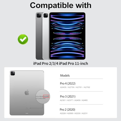 JKSML Case for iPad Pro 11, Case with Pencil Holder for iPad Pro 11 Inch 2022/2021/2020, Protective Case for iPad Pro 11 4th/3rd/2nd Generation, Soft Silicone TPU Case, Black