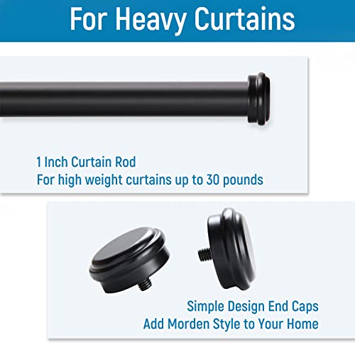 1 Inch Curtain Rods, Black Curtain Rods, Curtain Rods for Windows 18 to 28, Outdoor Curtain Rod for Patio, Wall Mount & Ceiling Mount, Adjustable Curtain Rod, Room Divider Curtain Rod (18” to 28”)