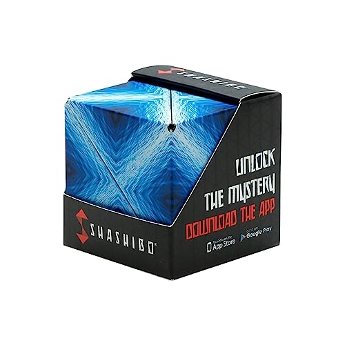 SHASHIBO Shape Shifting Box - Award-Winning, Patented Fidget Cube w/ 36 Rare Earth Magnets - Transforms Into Over 70 Shapes, Download Fun in Motion Toys Mobile App (Artist Series - Mystic Ocean)