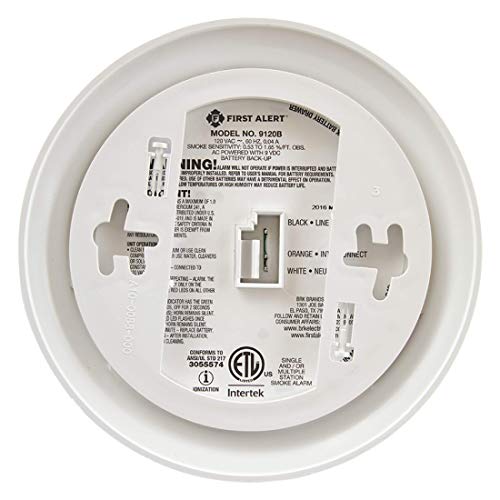 First Alert 9120BFF/ SMI100-AC Smoke Detector, Hardwired Alarm with Battery Backup, White, 1-Pack