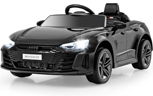 INFANS 12V Kids Ride On Car, Licensed Audi RS e-tron GT Electric Vehicle with Remote Control, Toddlers Battery Powered Toy with 4 Wheels Suspension, LED Headlight, Music, MP3, USB, TF Port (Black)