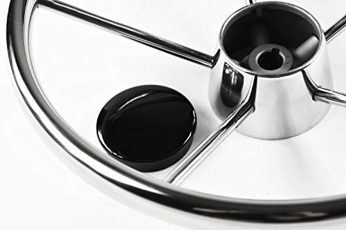 MARINE CITY 304 Stainless Steel Boat Steering Wheel - 25 Degree 5 Spokes | 13-1/2 Inches Diameter | Attractive Design - Ideal for Marines, Boats, and Yachts