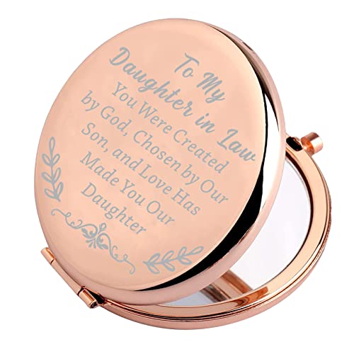 FEELMEM to My Daughter in Law Compact Mirror Bridal Shower Makeup Mirror Future Daughter in Law Gifts from Mother in Law