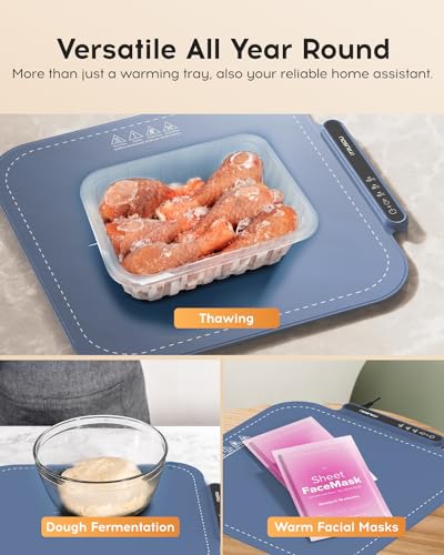 iTRUSOU Electric Warming Tray - Full Surface Heating,Rollable & Portable,Premium Silicone Nano-Material,3 Temperature Settings,Auto Shut-Off -Versatile Food Warmer for Pizza, Meals, and More