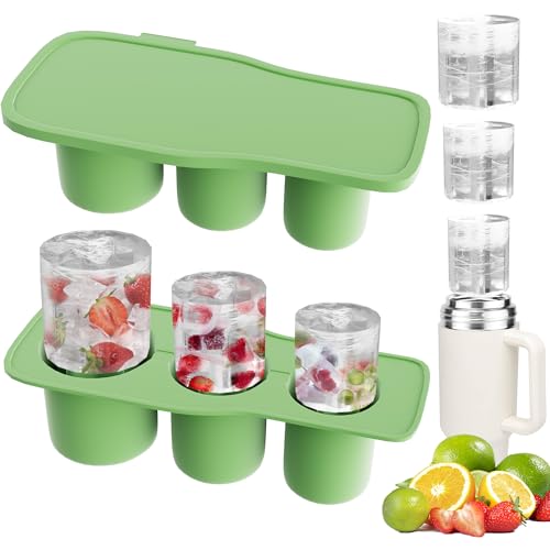 Ice Cube Tray for Stanley Cup, Silicone Ice Mold for Tumbler Cup, Ice Maker for Freezer with Lid, Chilling Whiskey, Cocktail, Coffee