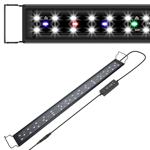 Gamalta Aquarium Light,Full Spectrum Aquarium Light with Expandable Bracket,White Blue Red Green LEDs, Adjustable Timer and Brightness for 18~24IN Fish Tank