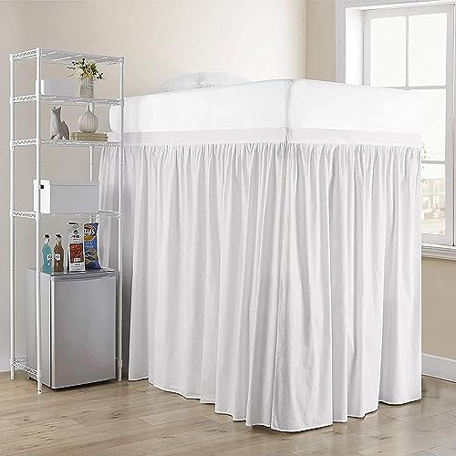 Dorm Room Bed Skirt Twin XL - Ruffled College Dorm Bed Skirt - Long Bed Skirt Dorm - Extra Long Dorm Room Bed Skirt - 100% Brushed Microfiber - Twin-XL - 36" Drop, White