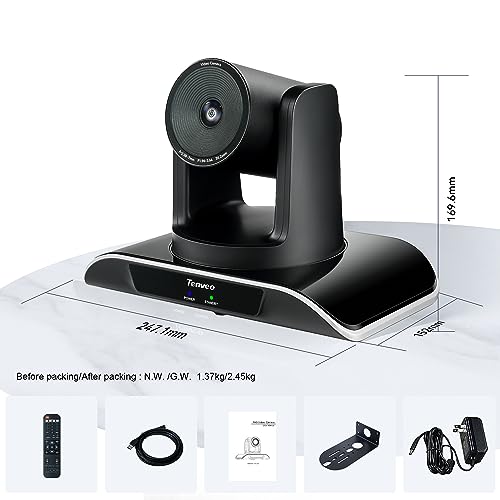 Tenveo PTZ Conference Camera 3X Optical Zoom 1080P 60FPS Wide View Angel Conference Room PTZ Camera USB3.0/HDMI/RS485/RS232 Works with Zoom Skype Teams for Room Meeting(VHD3UPro)