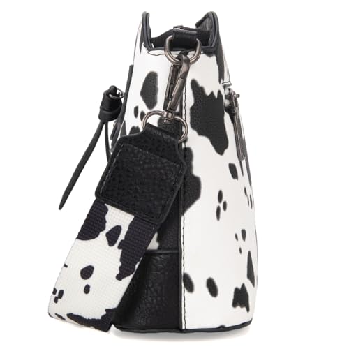 Wrangler Cow Print Crossbody Bag for Women Western Cross Body Purse with Signature Strap WG133-213BK