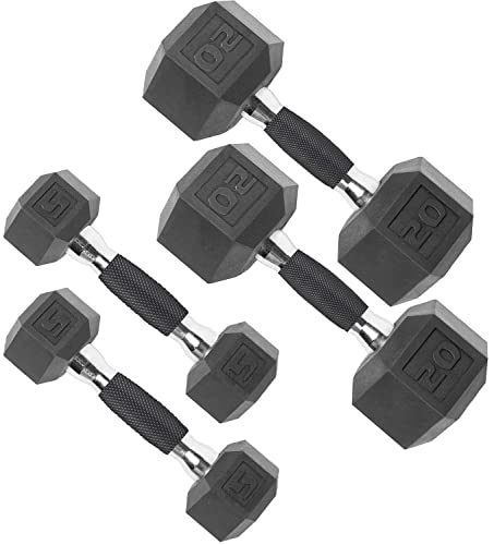 CAP Barbell CAP 50 lbs Coated Dumbbell Set with Comfort handles, 5LBx2, 20lbx2