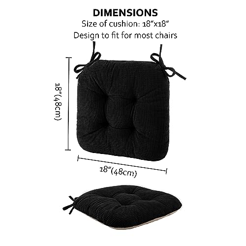 ELFJOY Chair Cushions for Dining Chairs 4 Pack Office Chair Cushion 18x18 Inches Kitchen Chair Pads Breathable and Comfortable Seat Cushion with Ties and Non Slip Backing, Beige