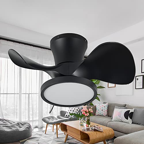 TALOYA 52 inch Ceiling Fans with Lights,Remote Control Multifunctional Quiet Fan with Three Color Temperature and Dimmable Light with Reversible Blades Black