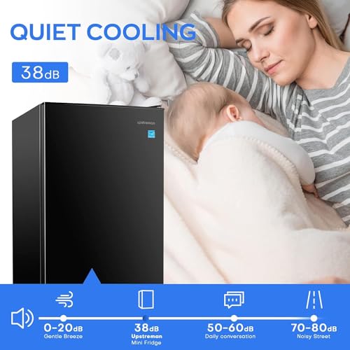 Upstreman 4.5 Cu.Ft Mini Fridge, Single Door Compact Refrigerator, Adjustable Thermostat, Low noise, Energy-efficient, Small Refrigerator for Bedroom, Office, Dorm, Red