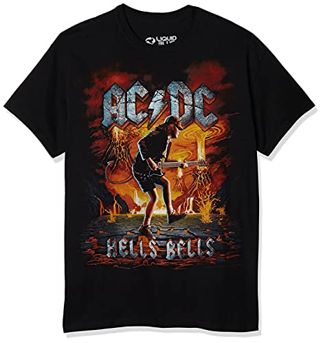 Liquid Blue unisex adult Ac/Dc Rock Eruption Short Sleeve T-shirt T Shirt, Black, Small US