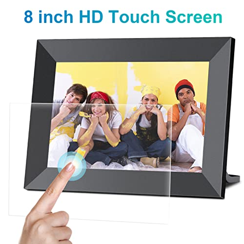 YunQiDeer 8 Inch Digital Photo Frame WiFi with1280*800 IPS LCD Touch Screen,Built-in 16GB Storage,Auto Rotate,Video Clips and Slide Show,Send Photos Instantly from Anywhere with via Frameo APP…