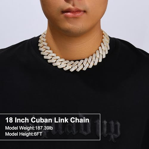 Ucciyo 25MM Cuban Link Chain for Men Thick Iced Out Chain 18K Gold Plated 5A+ Zicron Cuban Necklace Gold Iced Out Diamond Miami Cuban Necklace Bling Luxury Jewelry 18inch