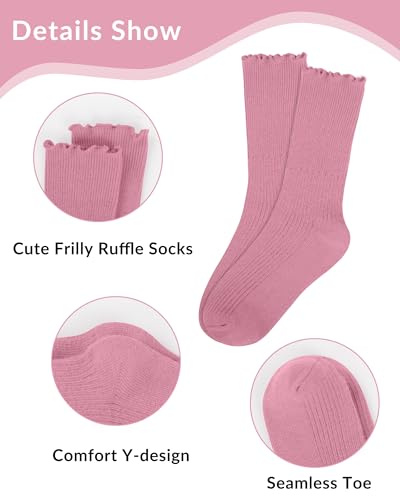 Witwot Ruffle Socks for Girls Kids Toddler Turn Cuff Socks 4-6 Years Assorted