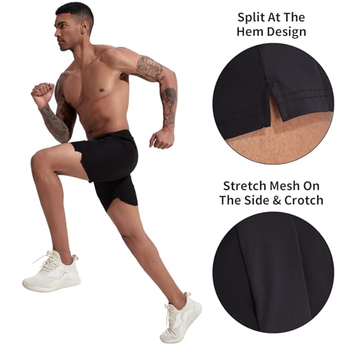 VPOS 2 Pack Men's Athletic Shorts 7 Inch Inseam, Mens Workout Shorts Lightweight Quick Dry Gym Running Shorts for Men Navy/Black, XXL