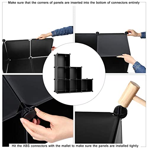 C&AHOME Cube Storage Organizer, 6-Cube Shelves Units, Closet Cabinet, DIY Plastic Modular Book Shelf, Ideal for Bedroom, Living Room, Office, 36.6" L x 12.4" W x 36.6" H Black SHS3506A